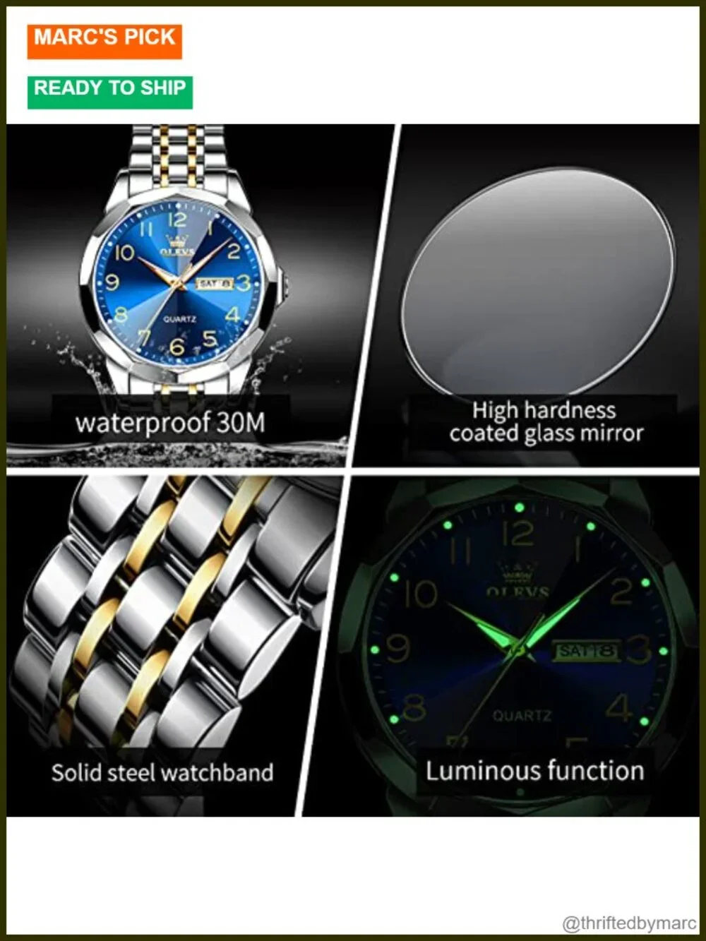 Luxury Dress Analog Quartz Stainless Steel Watch Luminous Date Business Casual